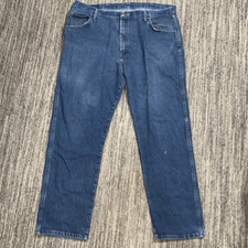VTG Wrangler Mens 42x32 Straight Leg Denim Jeans Blue Medium Wash 100 Cotton