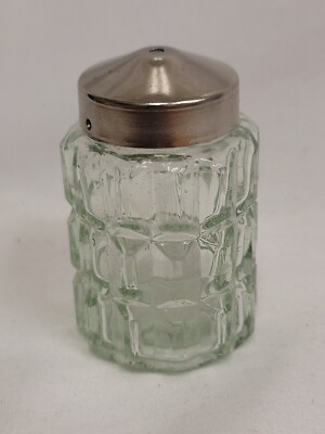 Vintage Pressed Glass Salt Shaker Rectangular Beveled Diner Style