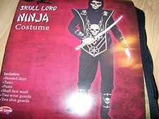 Size Small 6 Skull Lord Gold Ninja Halloween Costume 8 Pieces Fun World New
