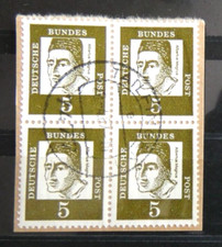 Bund 1961  Mi 347 Bedeutende Deutsche 5Pf im Viererblock  gestempelt