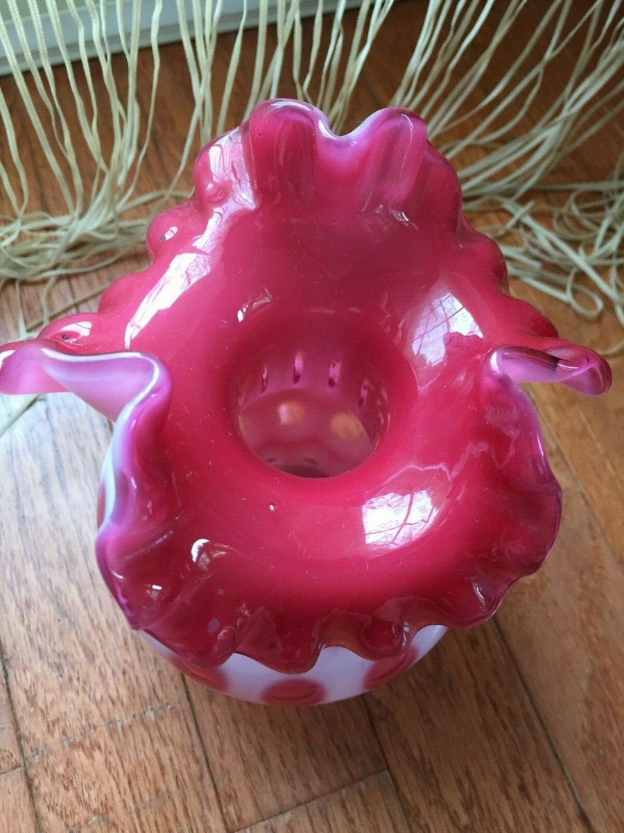専用 Fenton/フェントン クランベリー コインドット ピンク U.S.A. アメリカ ヴィンテージ FENTON クランベリー コインドット