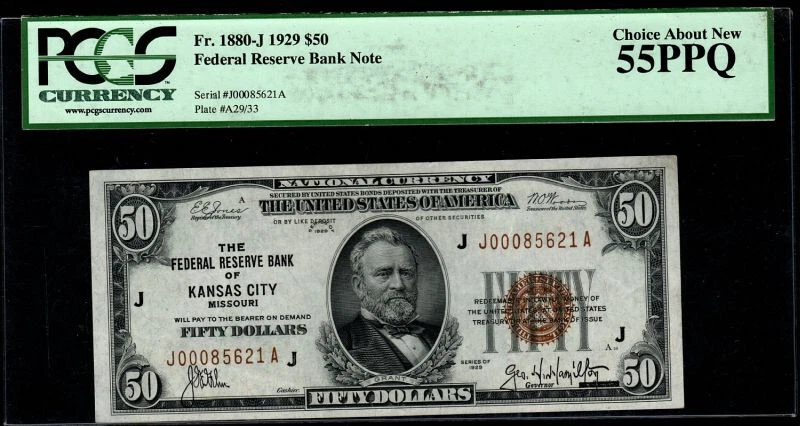 1929 $50 Federal Reserve Bank Note FR-1880-J Kansas City PCGS AU55PPQ (BBE) - Image 4 of 4