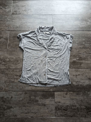 UGG Short Sleeve Button Down Soft Pajama Top Sleep Shirt White