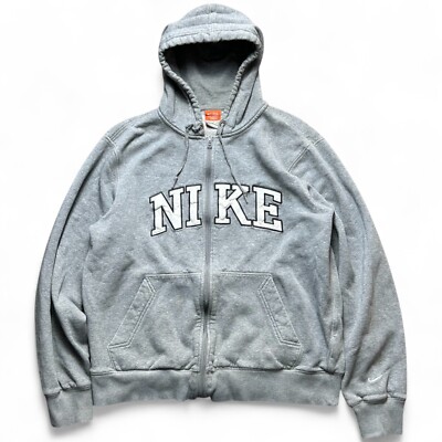 Nike Vintage Jacke Kapuzenjacke Hoodie (S) Nike Spellout 00s Grau Weiß