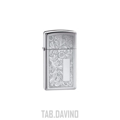 ZIPPO Feuerzeug Venetian Slim 1652 Chrom Zwei Seiten ZIPPO ORIGINAL USA