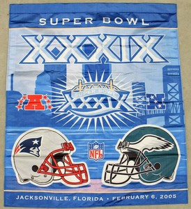 Original Nfl Authorized Super Bowl 39 Football Banner Patriots Vs Eagles Ebay