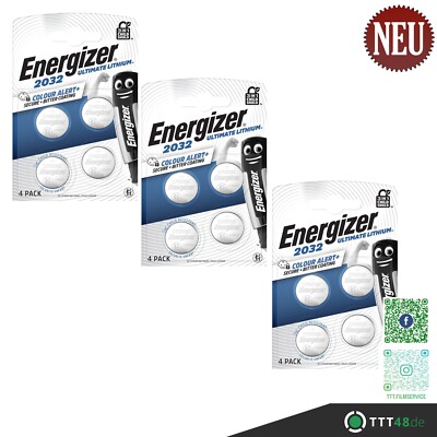Energizer Knopfzelle Ultimate Lithium CR2032 3V Batterien - 3 x 4er Blister