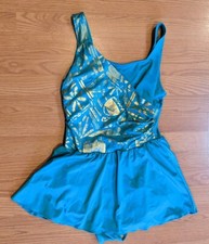 Women's Vintage Shapemaid Skirted On-Piece Swimsuit Turquoise Gold - 36