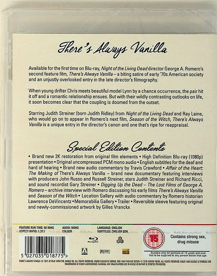 Theres Always Vanilla-George A Romero Blu-Ray (NEW) 1971 Romantic Comedy -Arrow - Image 2 of 2