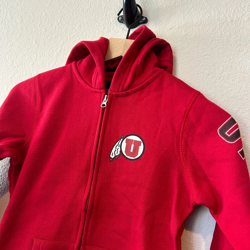 NWT Utah Utes NCAA - Youth MEDIUM 10/12 - Full Zip Hoodie Sweatshirt Red - Image 3 of 4