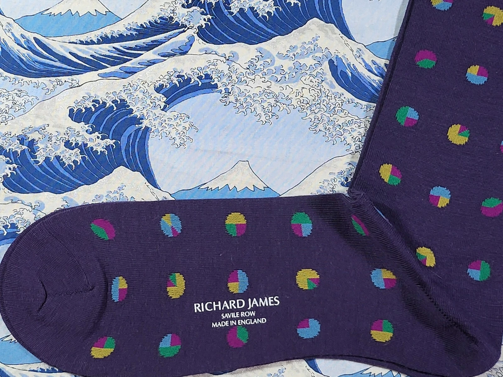 Richard James X Pantherella Men's English Wool Socks Circles Berry UK 10- 12 £17