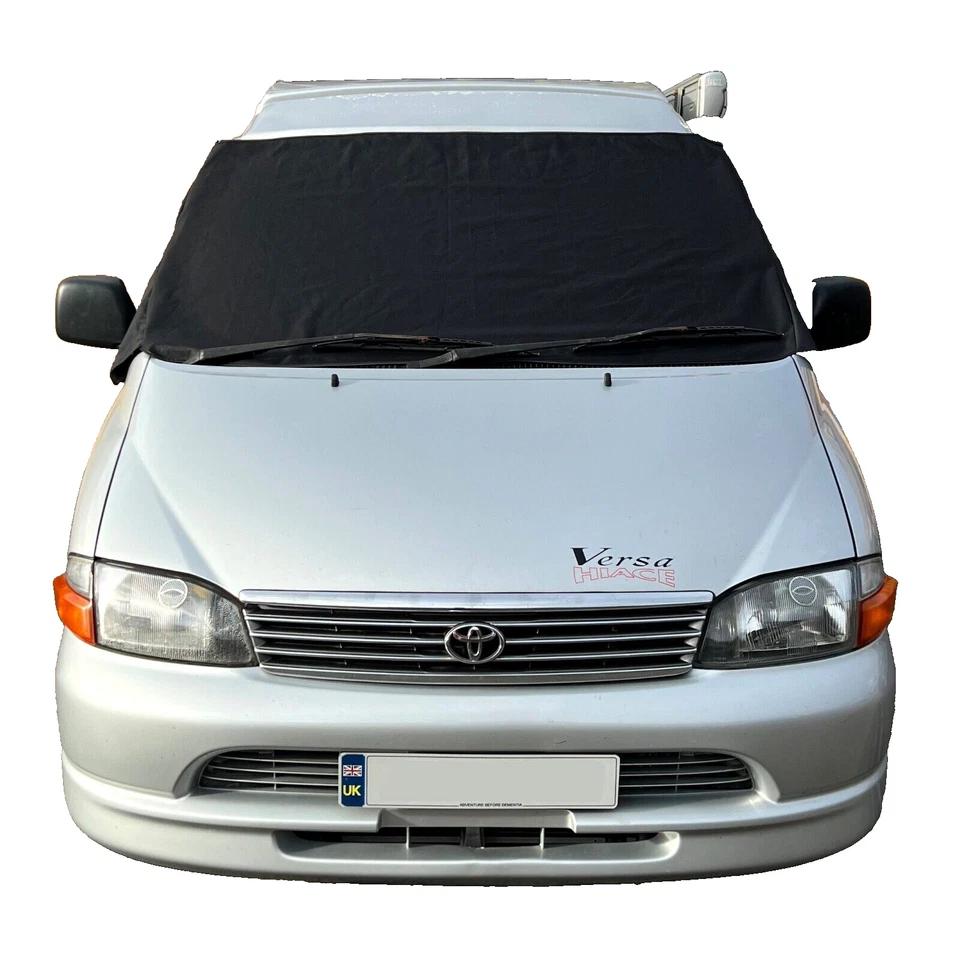 Cubierta para parabrisas Toyota HiAce/Granvia persianas negras protección contra heladas Foto 2 de 4