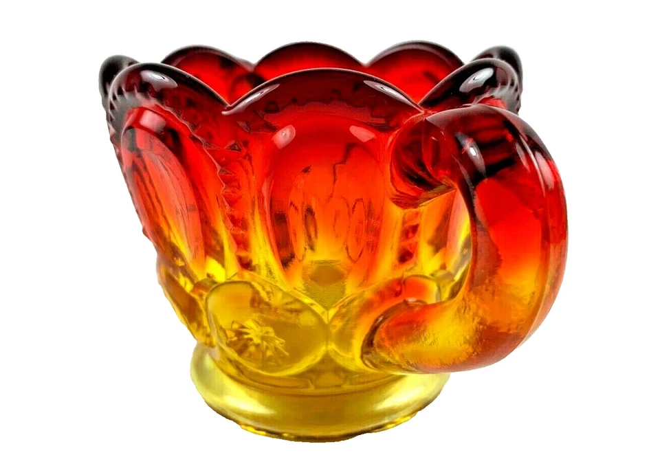 Vintage L.E. Smith Amberina Vidrio Crema y Azúcar Set Luna y Estrellas Foto 3 de 4