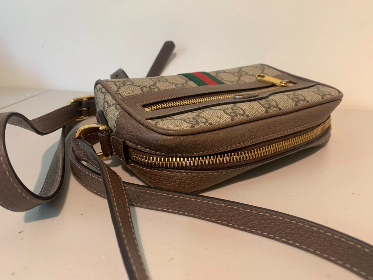 Gucci GG Supreme Ophidia Mini Bag With Front Zipper Pocket