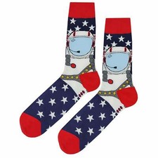 NWT Astronaut Dress Socks Novelty Men 8-12 Multicolor Crazy Fun Sockfly