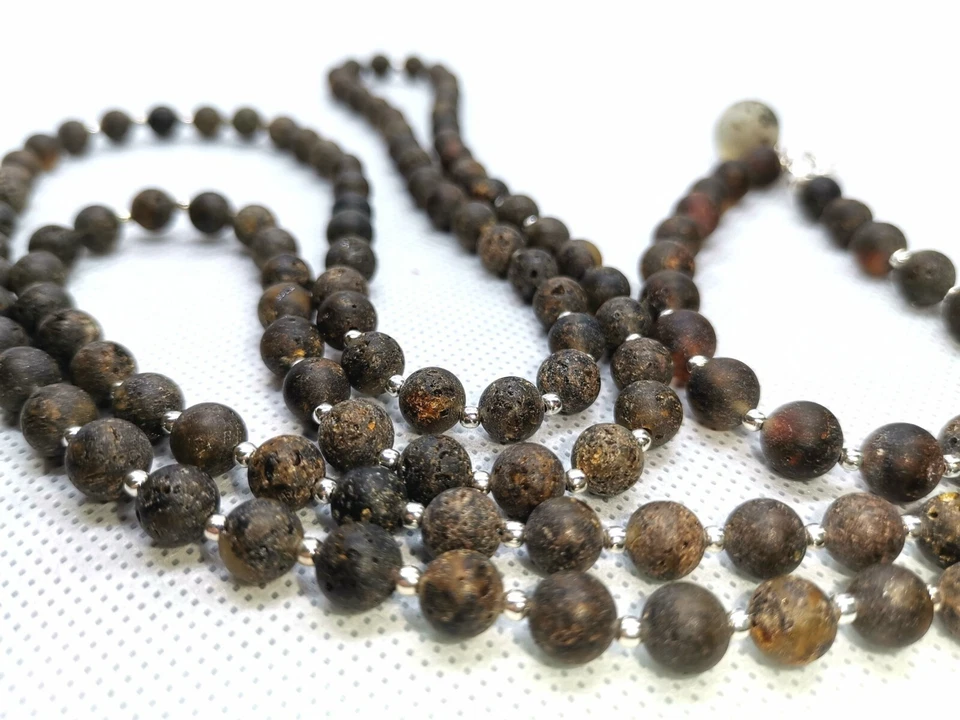 Conjunto de joias unissex âmbar âmbar natural âmbar do Báltico prata 925 - Imagem 2 de 4