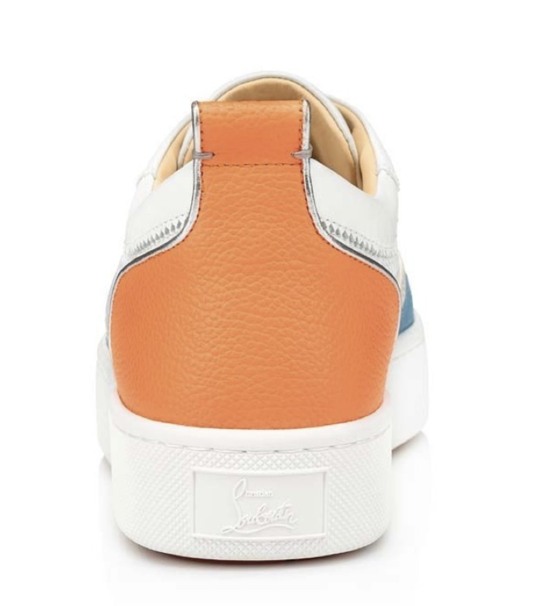 Christian Louboutin Mens Happyrui Spikes Flat White Blue Low