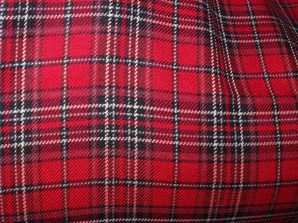 Nouveau Pantalon Tartan Rouge Slim Classique Style Beatnik Vintage Des Années 60 - Photo 3/3