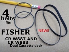 4 PCS BELT KIT for FISHER DUAL CASSETTE DECK MODEL  CR W887  CR-W888 4 BELTS 