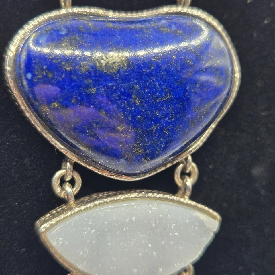 Jay King DTR Mine Finds Bracelet Heart Lapis Lazuli Lace Agate Druzy Sterling - Image 4 of 4