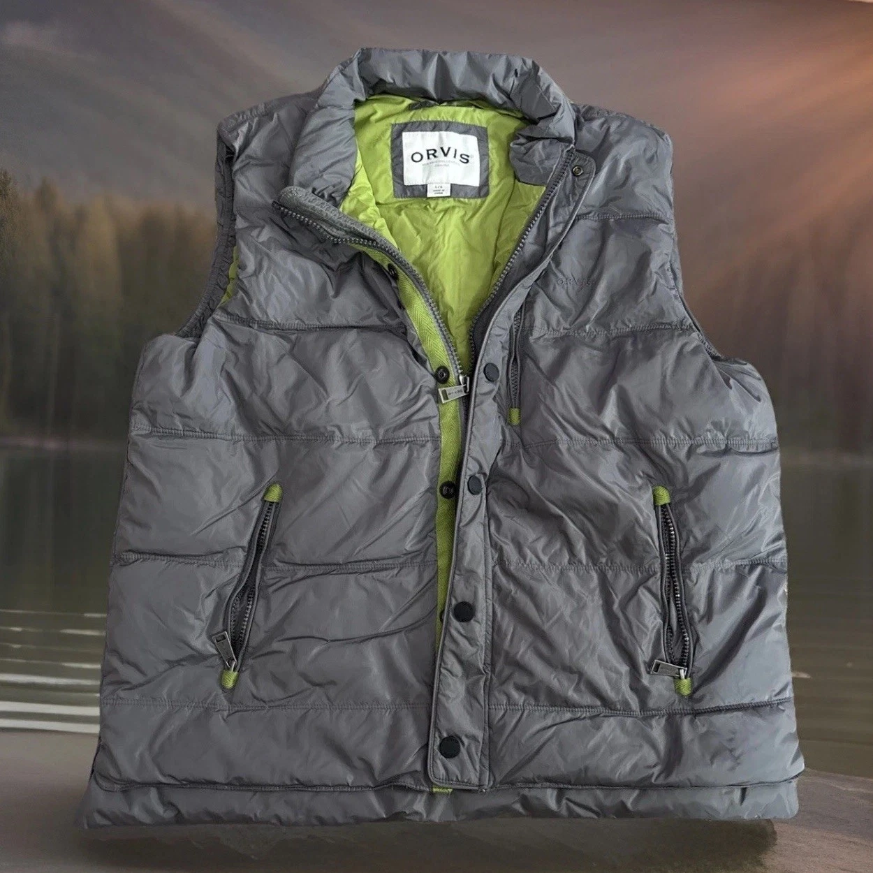 Orvis Men’s Large Gray Duck Down Puffer Vest