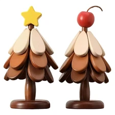 Trivets For Hot Dishes Foldable Reusable Wood Coasters Christmas Tree Trivet Set