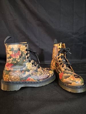 Doc Dr. Martens Boots Shoes X Evisu Wagara Tattoo Koi Fish Floral 37 EU US Wom 6