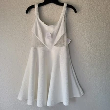 New Free People Brooklyn Lace Trim A-Line Fit & Flare Mini Dress White Medium 