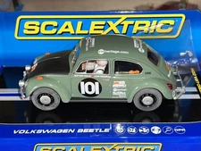 C3361 SCALEXTRIC VW BEETLE PEKING-PARIS #101 LIGHTS/DPR 1:32 Slot Car BNIB