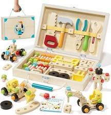 Lehoo Castle Kids Tool Set with Toolbox, Wooden Toys for 3 4 5 Years Old Boy Bir