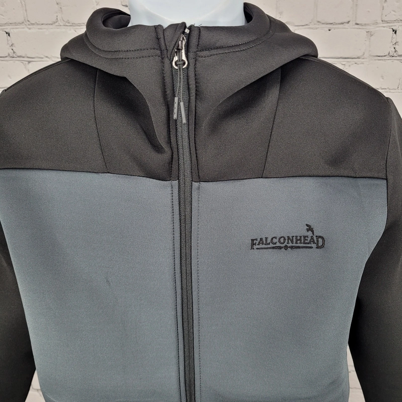 Antigua Black & Blue Falconhead Golf Hooded Full Zip Stretch Jacket Size Medium image 6