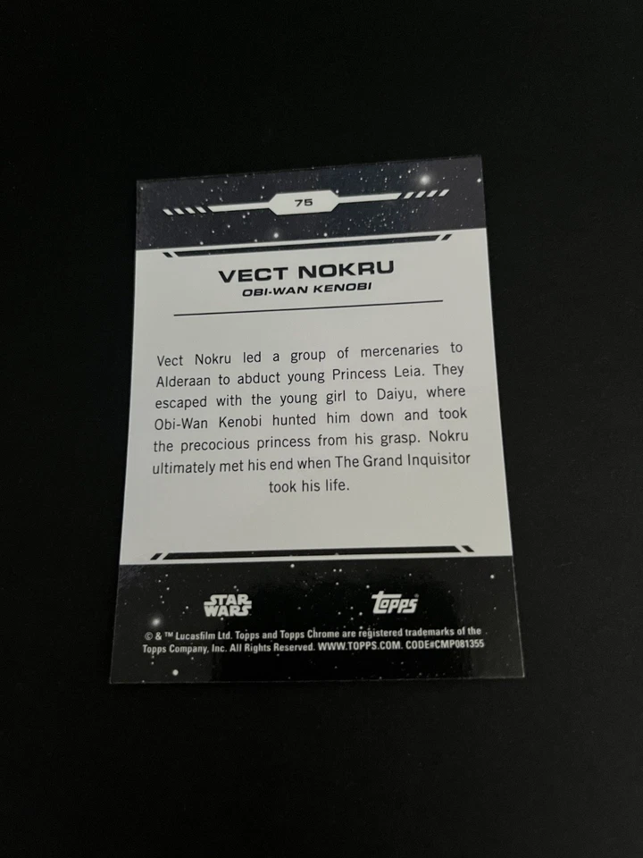 Star Wars Vect Nokru 2024 Topps Chrome 75 Trading Card TCG - Image 4 of 4