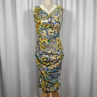 dolce and gabbana blue and yellow dress D&G Majolica Dress – IGUANA Baby Kids & Junior main image 0