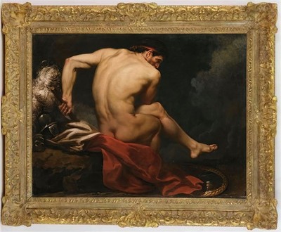 Hand-painted classical oil painting art young male nude man on canvas 24''X30''