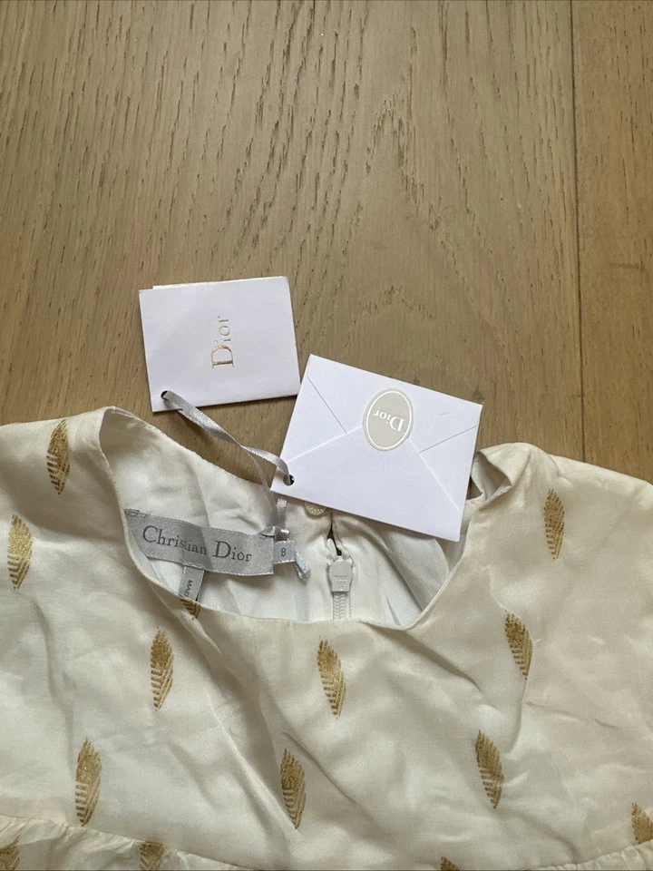 Nuevo con etiquetas Vestido de Seda CHRISTIAN DIOR 100% Auténtico para Niñas - Talla 8 Años - Blanco Foto 3 de 4