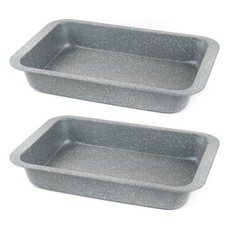 Image of Salter Set of 2 Marble Collection Carbon Steel Non-Stick Roasting Pan