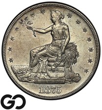 1875-S Trade Dollar, Choice Uncirculated++ Collector Type Silver $ Date