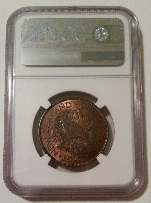 New Zealand George VI 1941 Penny MS64 RB NGC - Image 2 of 4