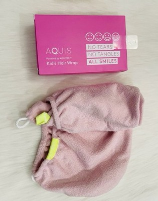 100% new ~ CHILD size ~ AQUIS HAIR WRAP TURBAN ~ quick dry microfiber towel PINK
