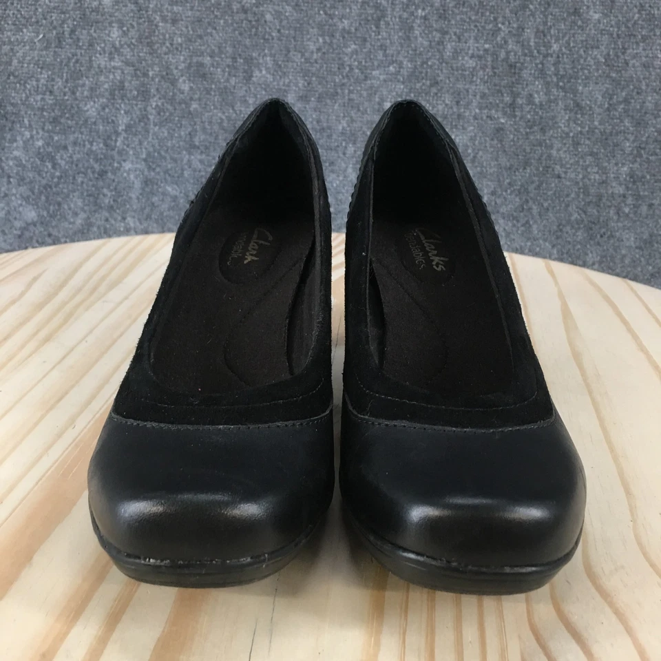 Женские туфли-лодочки Clarks Bendables 7 M черные без застежек на кожаных каблуках повседневные - Изображение 4 из 4