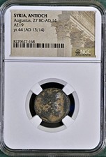 Roman Emperor Octavian Augustus 13AD-14AD Coin NGC Genuine Ancient Antioch Ram