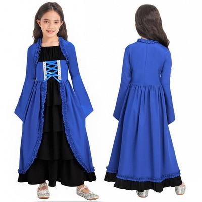 open lace back dress Blue Tiered Ruffled Vintage Princess Dress Puffed Sleeve Satin Lace Quinceanera Dresses 25039 Custom Colors / US16