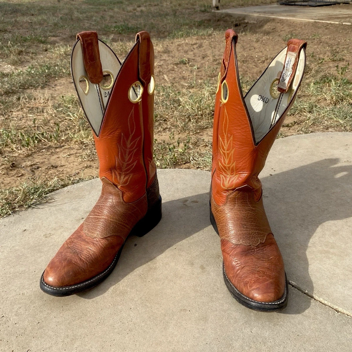 New Olathe Deadstock Western Riding Boots Mens Sz 6.5B Brown Leather Embroidered Olathe Brown Boots for Men for sale | eBay main image 4