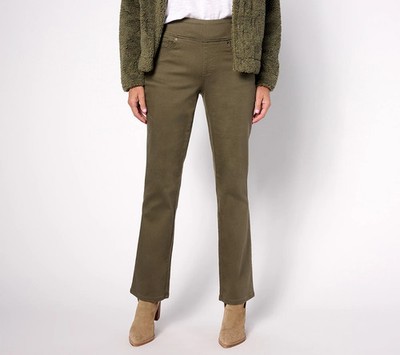 Belle by Kim Gravel Petite TripleLuxe Twill Baby Boot-Cut Jeans Size 30WP Olive