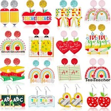 16 Pairs St Patrick's Day Earrings Bulk Glitter Acrylic Easter Earrings for W...