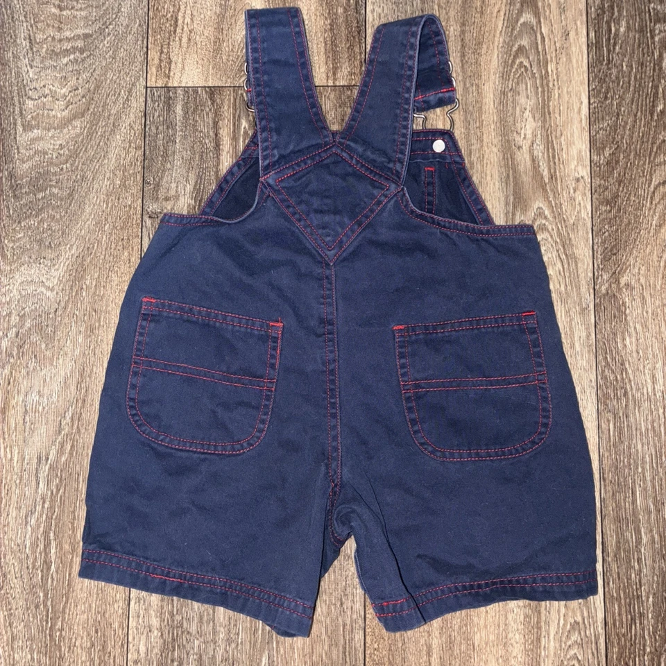 Macacão vintage anos 90 Y2K azul caminhão de bombeiros bebê tamanho 12 Mo - Imagem 3 de 4