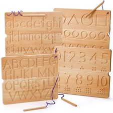 Number  Letter Tracing Board, Portable Wooden Alphabet Learning Sensory Pad ...