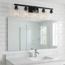 31'' Vanity Light 5 Lights for Bathroom Mirror Wall Sconce Fixture Black Modern