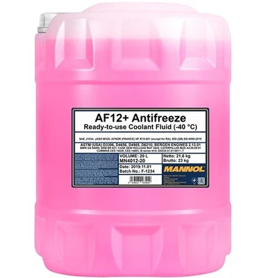 20L MANNOL KÜHLERFROSTSCHUTZ ROT AF12+ G12+ KÜHLMITTEL -40°C für VW AUDI VAG - Bild 1 von 2