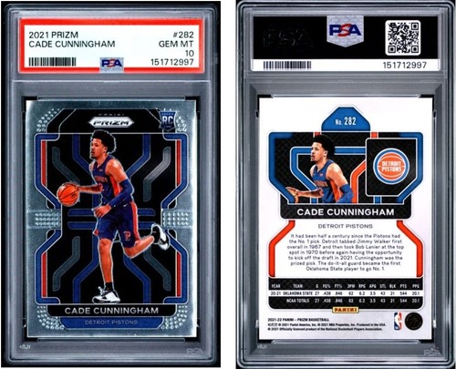 2021 Panini Prizm #282 Cade Cunningham Base RC PSA 10 Detroit Pistons Rookie - Foto 3 di 3